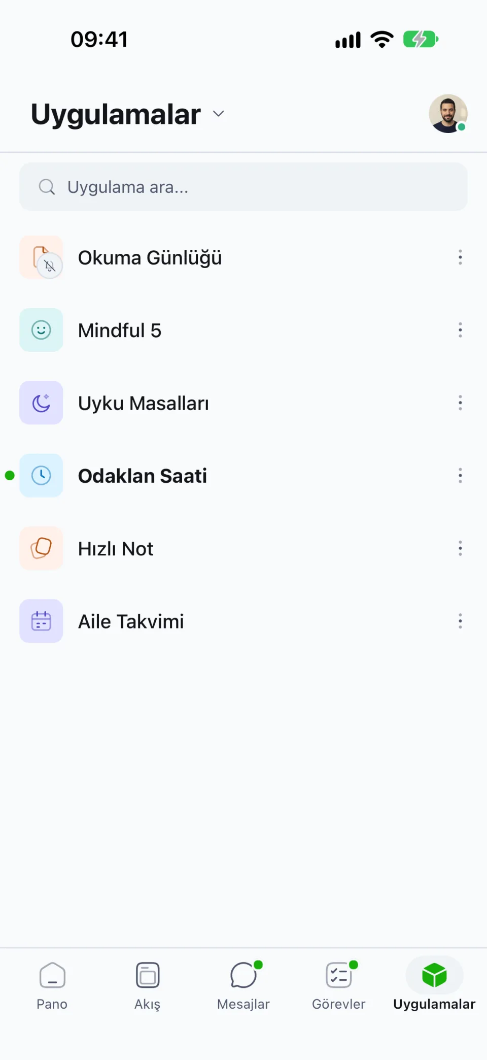 Uygulamalar ekranı