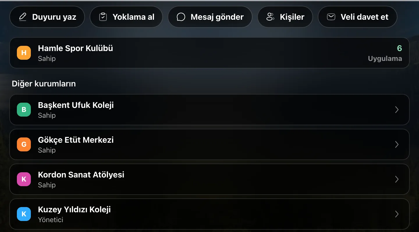 Hızlı eylemler: duyuru yaz, yoklama al